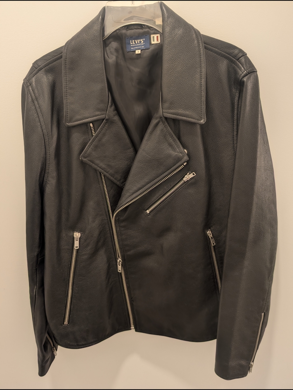 Levi's Made And Crafted Made In italy Black Leather Jacket
